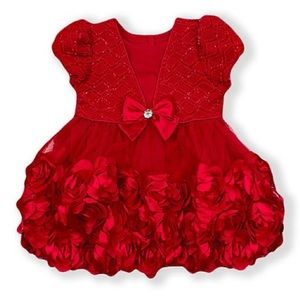 Nannette Baby, Red Rosette Baby Girls Dress, Christmas, 12M - Brand New w/ Tags